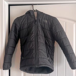 Youth Boys North Face Coat, reversible, with hood.  Size medium